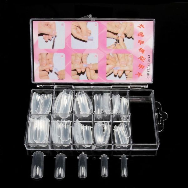 

100 pcs clear dual nail art system form mold acrylic uv gel nail extension tool, Red;gold