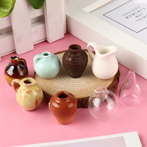 

1pcs mini ceramics vase fridge magnet diy porcelain vase refrigerator magnet message sticker green plant on kitchen gift