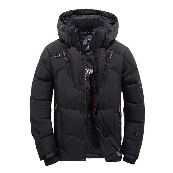 

men's winter warm duck down jacket ski jacket snow hooded coat climbing outdoor men's cloth, Black
