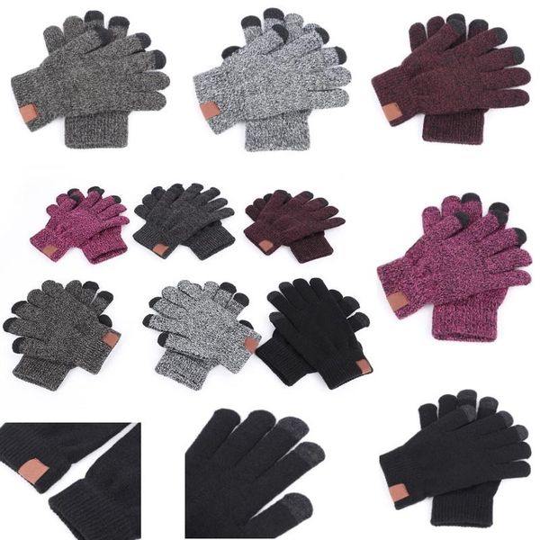 

women men knitted gloves touch screen gloves new winter five fingers outdoor cycling gloves christmas party favor 2pcs/pair fa2289
