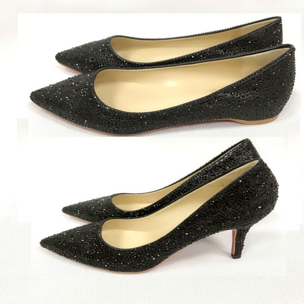 

red bottom women pointed toe high heels studded strappy slingback stilettos leather sandals pumps, Black