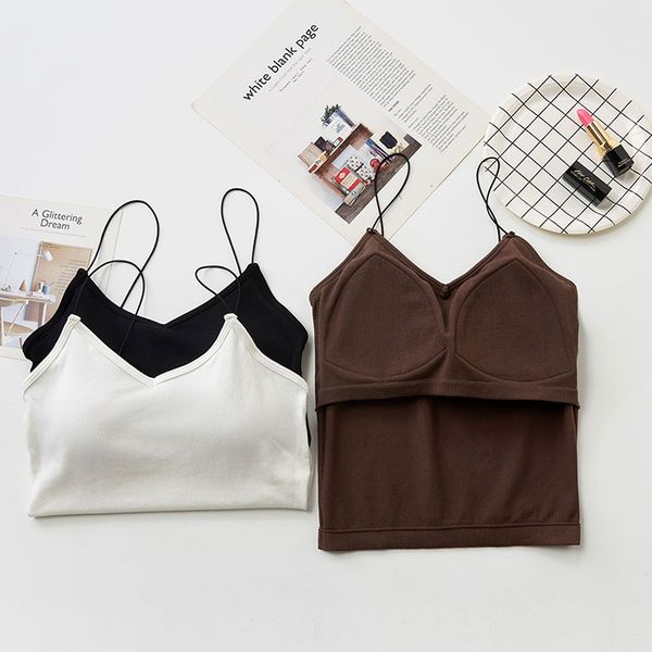 

japanese-style seamless modal beauty back non-steel ring wrap-around with cup one-piece chest pad diao dai wang red vest women's, Black;white