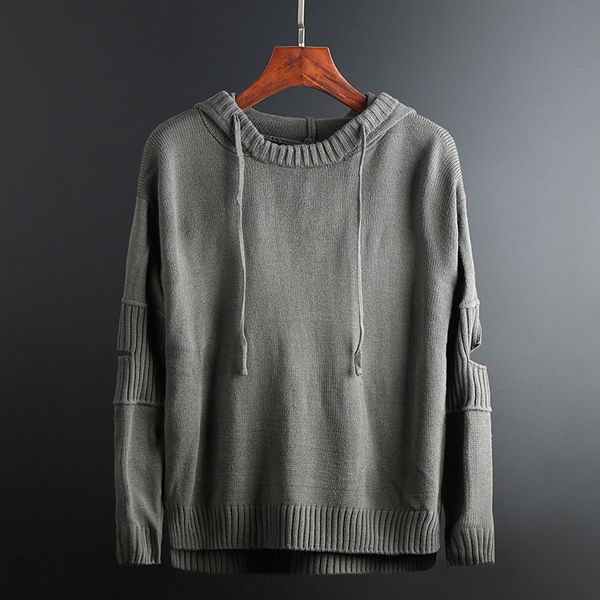

2019 new fashion brand sweaters mens pullovers hooded slim fit jumpers knit solid color winter korean style casual clothing men, White;black