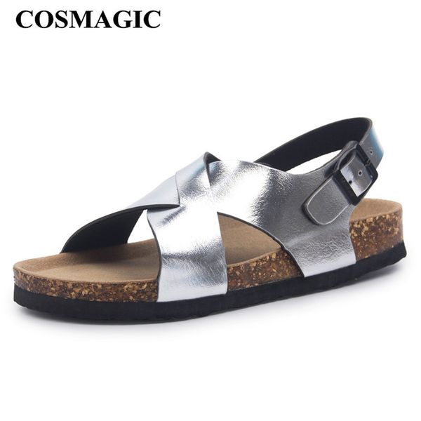 

cosmagic 2020 новый пляж корк сандалии casual лета женщин пряжка ремень внешние нескользящая sandalias чистка t200529, Black