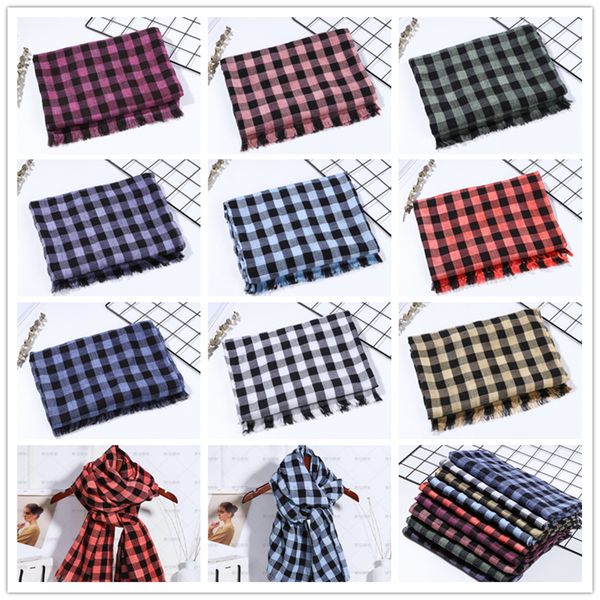 

2018 women winter cotton scarf for women scarf and female shawl scarves women black white plaid shawl, Blue;gray