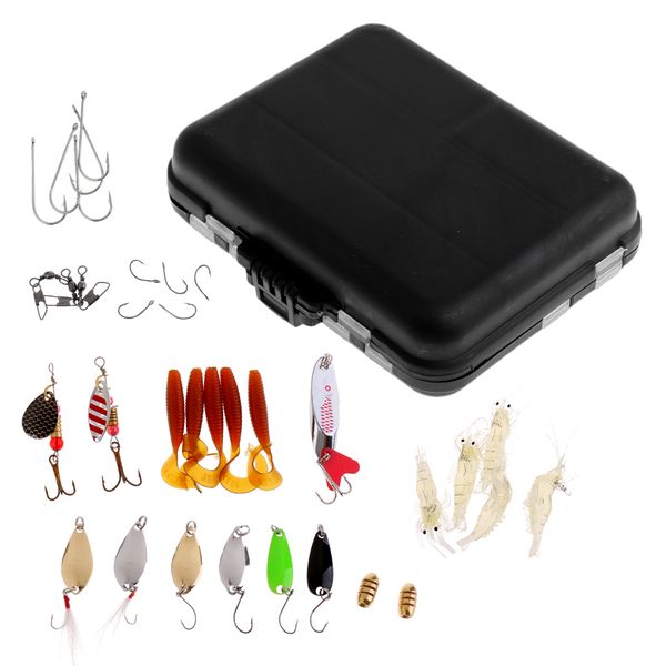 

35 fishing lures spinners spoons bait pike trout salmon lure hooks + box set