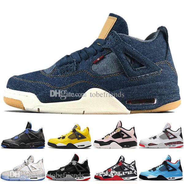 

2019 bred 4 4s what the cactus jack laser wings mens basketball shoes denim blue eminem pale citron men sports designer sneakers
