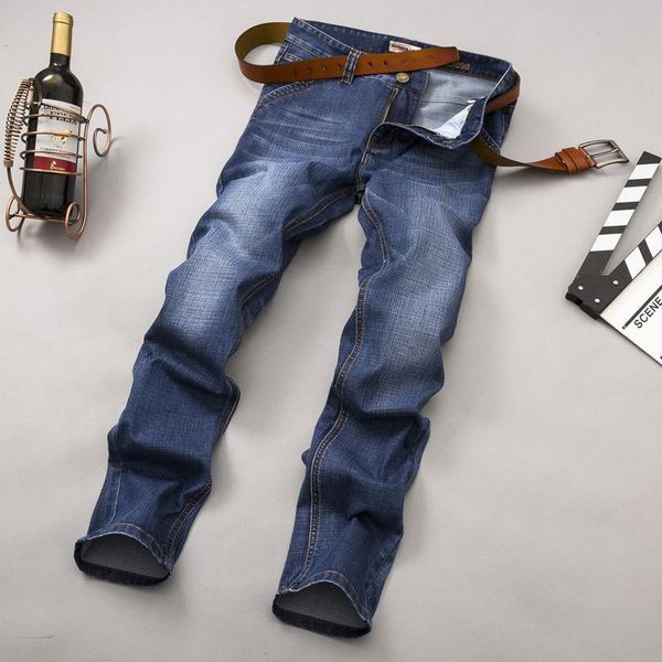 

men's designer jeans simple pants new autumn and winter blue stretch men's hip hop street fashion wide pants