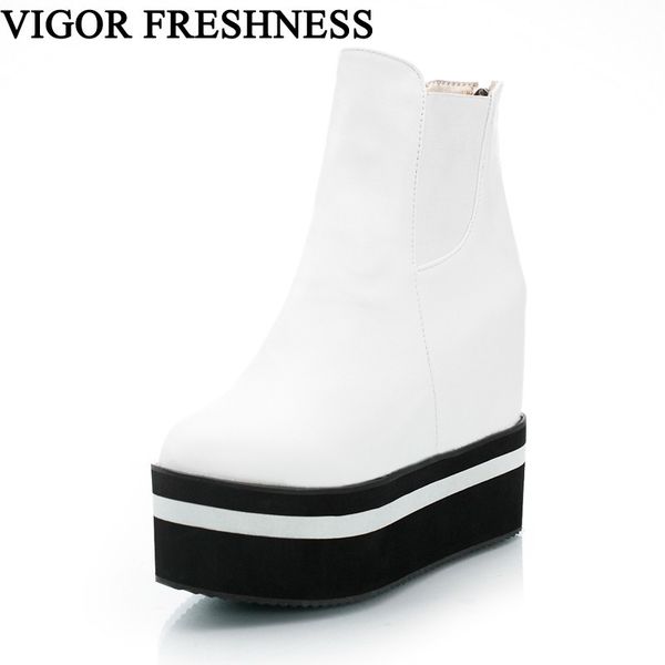 

vigor freshness women shoes increasing internal platform shoes woman boots autumn 11cm ankle boots winter plus sizes my100, Black