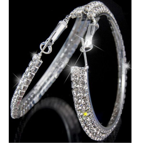 

женщины кристалл круг хооп серьги am0838, Golden;silver