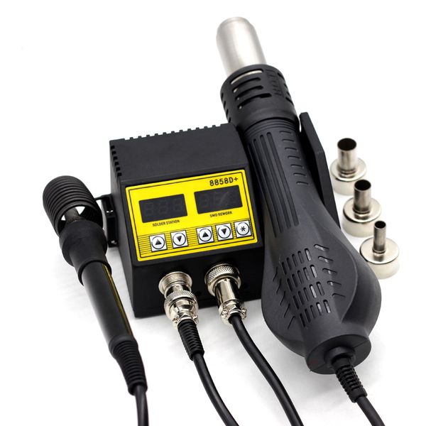 

portable 2-in-1 bga smd rework soldering station 8858d desoldering station air gun electric iron upgraded version of 8858