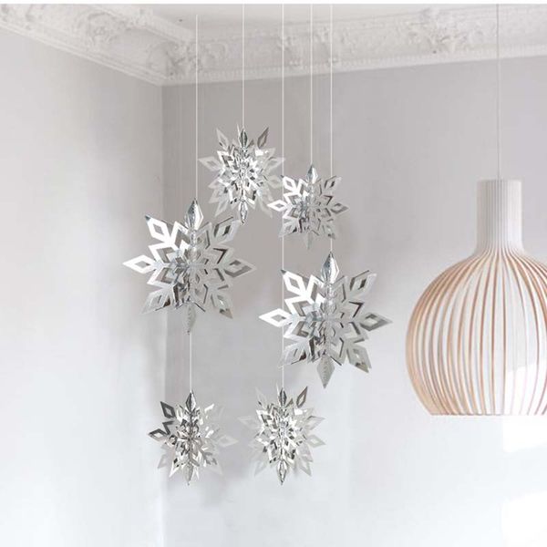 

6pk christmas snowflakes pendants xmas tree ornaments home hanging decor 6 color