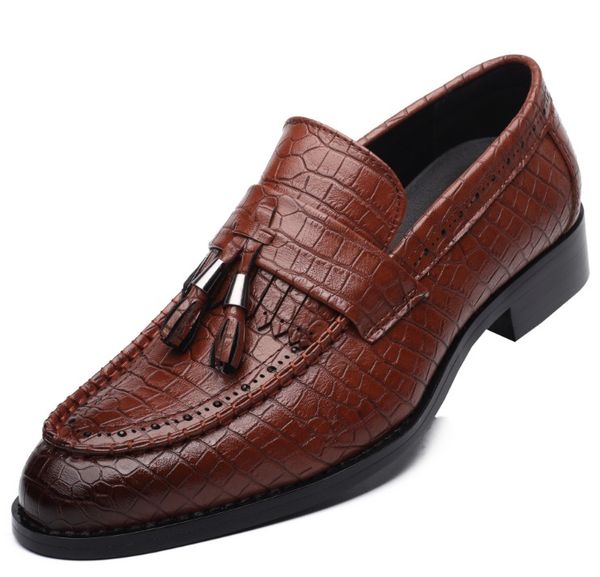 

2020 новый цвет мужской моды крокодил зерна классический tessels мокасины мужские ботинки платья неподдельной кожи вскользь мокасины полубот, Black