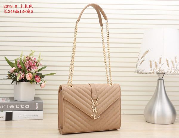 

Saint luxury brand laurent handbag de igner leather embo ed fa hion women bag handbag chain cro body bag me enger bag 13 y l 13