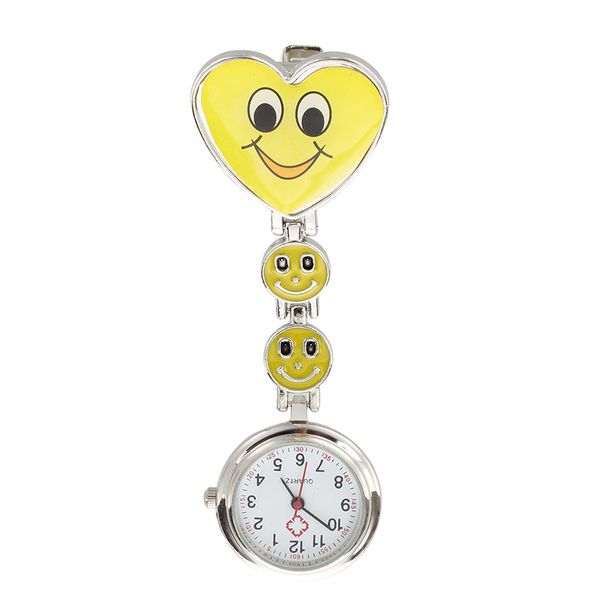 

yellow heart shape quartz movement nurse brooch fob tunic pocket watch