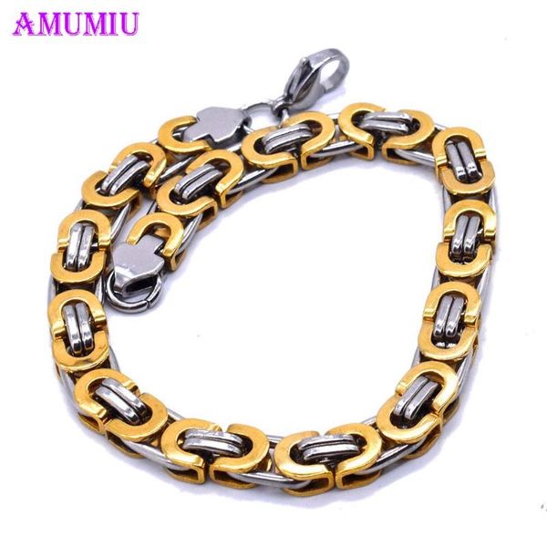 

amumiu bracelet for men women curb cuban link chain stainless steel mens womens bracelets chains davieslee jewelry for men b098, Black
