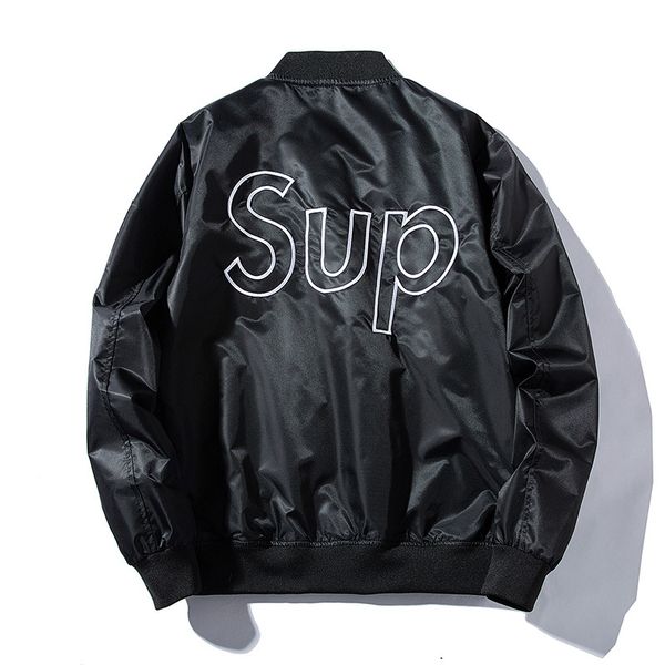 

2019 spring and autumn new pilot suits young men's thin letter tapestry embroidered jackets, Black;brown
