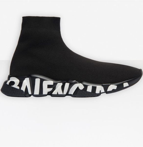 

branded men speed sneaker designer women black jacquard knit casual shoes fashion girg boy sock-like graffiti rubber sole shoes, Blue;gray