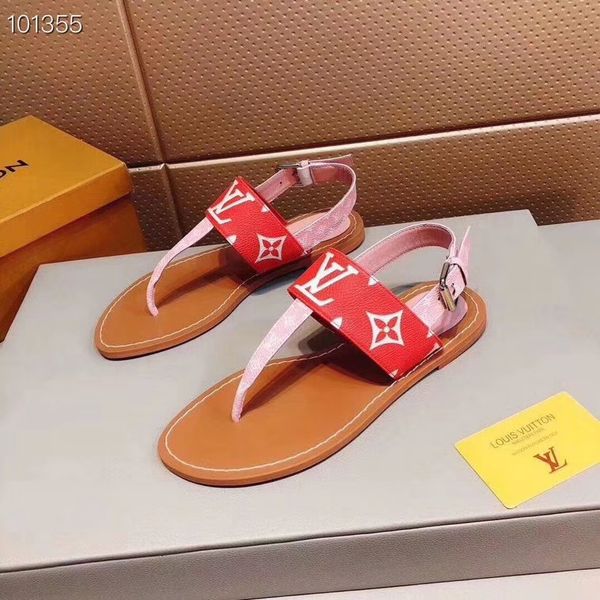 

2019 L women rea lLeather flat sandalss flat heels falt sandal 35-41 slippers slide sandals unisex outdoor beach flip flops