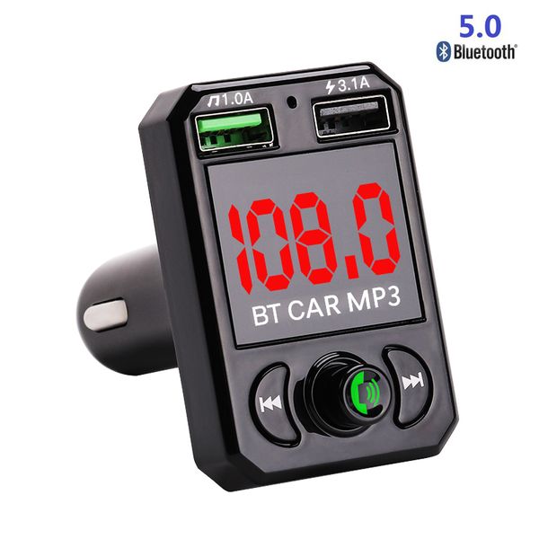 

1pcs bluetooth car kit fm transmitter mp3 player with led dual usb 4.1a quick charger voltage display micro sd tf music playing