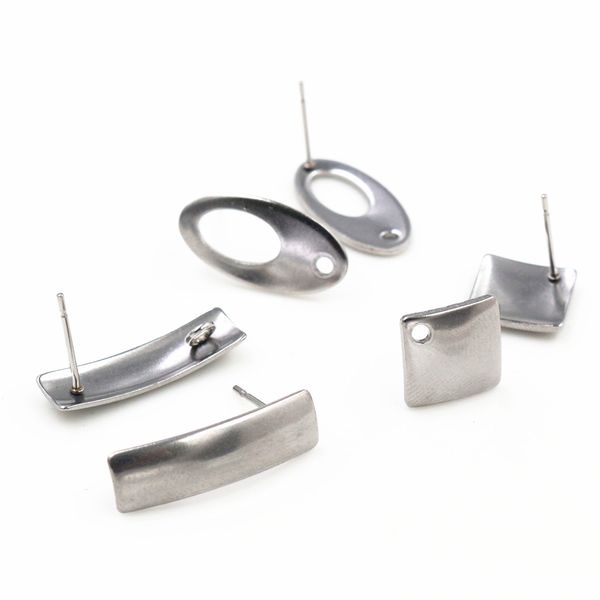 

20pcs/lot 316 stainless steel geometric polygonal earring stud earring posts connector for diy earring jewelry making supplies, Blue;slivery