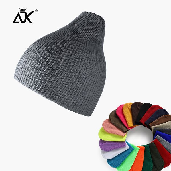 

men beanie pure color ribbed long knitted autumn winter bonnet outdoor breathable casual gorros fashion stretchy hats