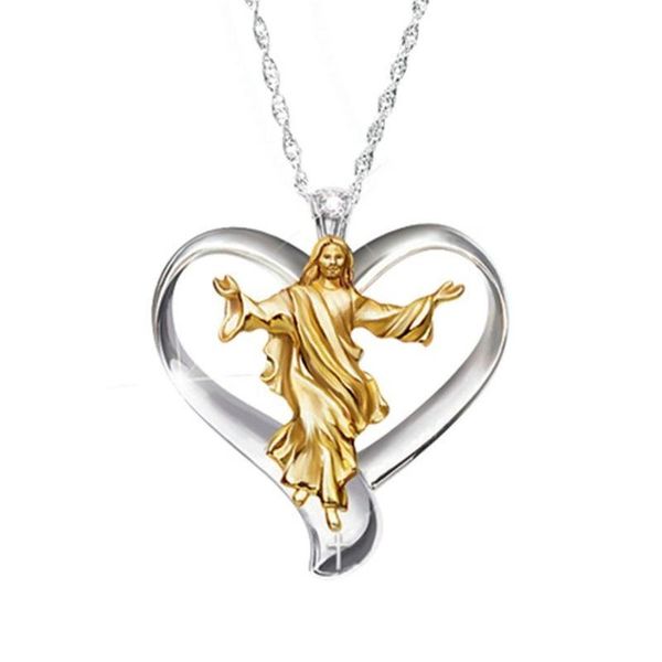 

gold jesus love necklace contrast color designer necklaces luxury designer jewelry women necklace mens necklace designer jewelry 380196, Silver