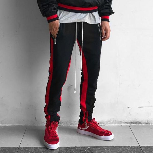 

yiwa men pants matching sports gym pants slim running joggers long trousers sweatpants loose type middle waist clothing, Black