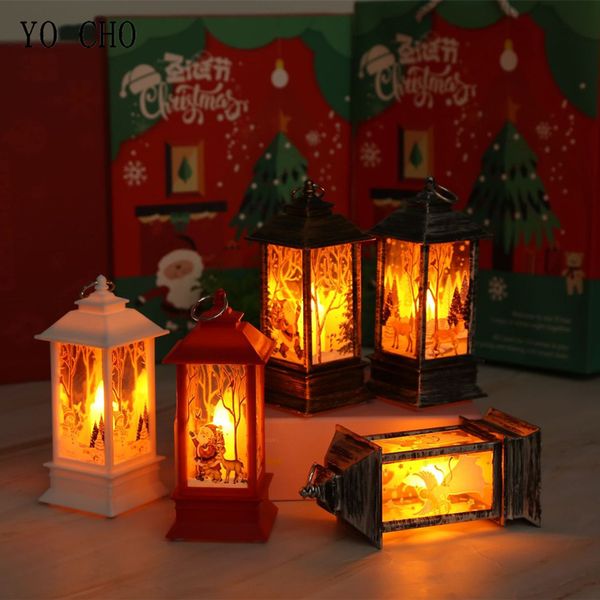 

yo cho christmas decoration vintage castle light led lamp xmas tree ornaments pendants hanging home candle decor lantern party