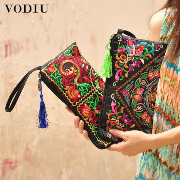 

lady clutch tassel small flap summer bolsa sale ethnic national retro butterfly flower bags coin purse embroidered women handbag