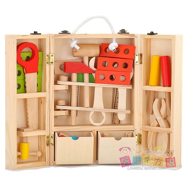 2020 Toy Toolbox Carpenter Tool Pretend Play Suit Children Wooden
