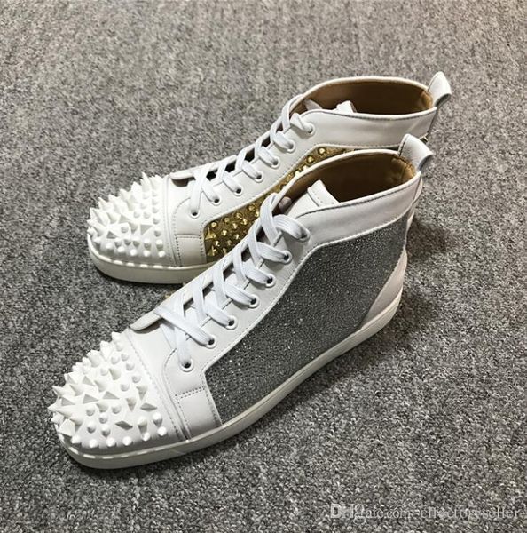 

fashion designer women casual sneakers shoes,pik pik spikes red bottom louisflats rivets mens womens walking tranier party dress shoes 35-46, Black