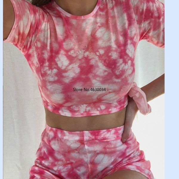 

tracksuit women fitness short sleeve o-neck crop biker shorts set two piece outfit activewear female streetwear skinny, White