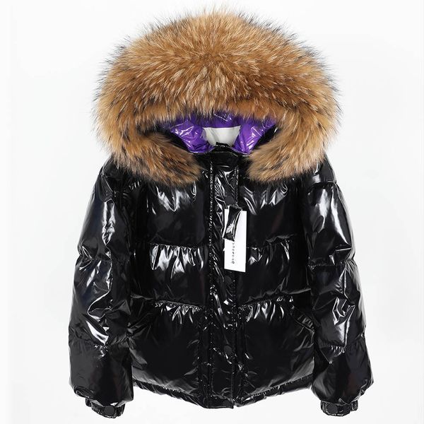 

camperas mujer abrigo invierno 2018 abrigo mujer winter jacket women real fur coat parkas duck down lining coat real raccoon fu, Black