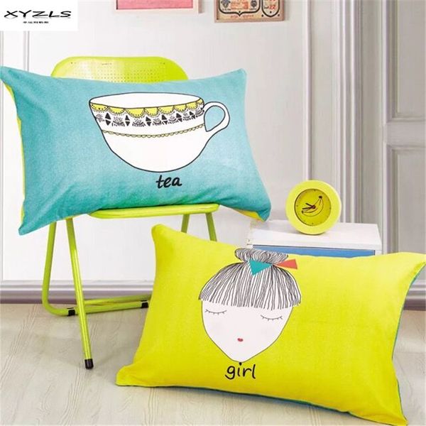 

xyzls 100%cotton cartoon pillowcases 2pcs animals letters pillow case home one pair simple style pillow cover 48x74cm