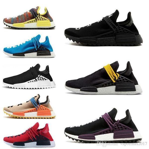 

human new race hu trail pharrell williams мужчины кроссовки для женщин ботаник черный кремовый оранжевый красный беговые кроссовки