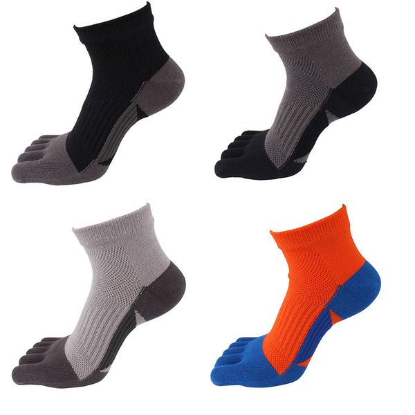 

new men five toe sports socks breathable deodorant sweat absorbent cotton socks running cycling workout fitness, Black
