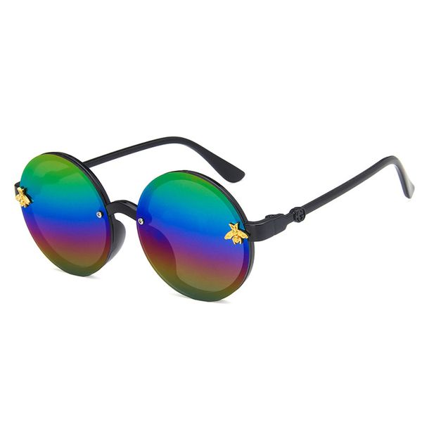 

new 2019 children sunglasses kids cute round little bee sunglasses uv400 sport sun glasses for baby girls boys glasses oculos, Blue