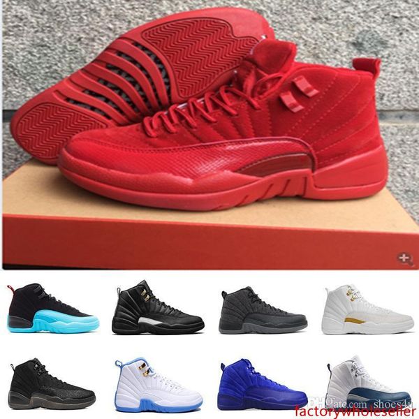 

with box]nen 12 gs barons red deer nylon all red men basketball shoes 12s women sneakers 5 us 36-47