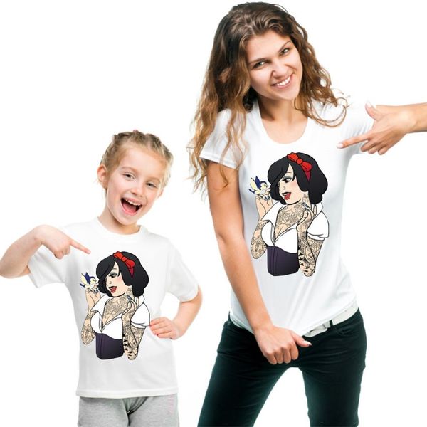 

new social princess short sleeve t shirt matching family outfits mother and daughter, Blue
