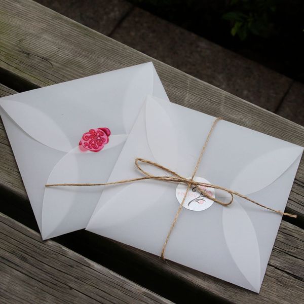 

50pcs 16*16cm square translucent white parchment paper invitation envelope diy invitation creative envelope scarf packaging