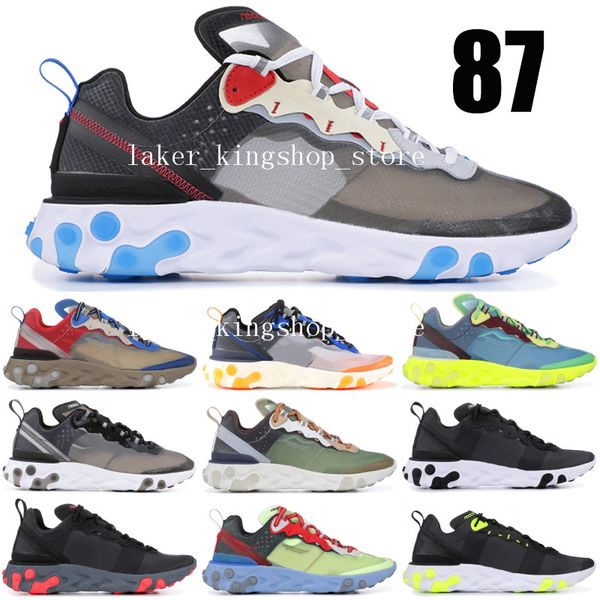 

2019 grid pack react element 87 volt 55 taped seams running shoes for women men 55s blue chill trainer 87s sail sports sneakers with box