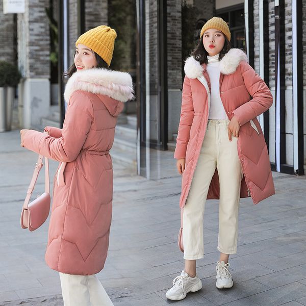 

winter self-cultivation thickening cotton-padded jacket long fund overknee down cotton-padded clothes student joker loose coat, Tan;black