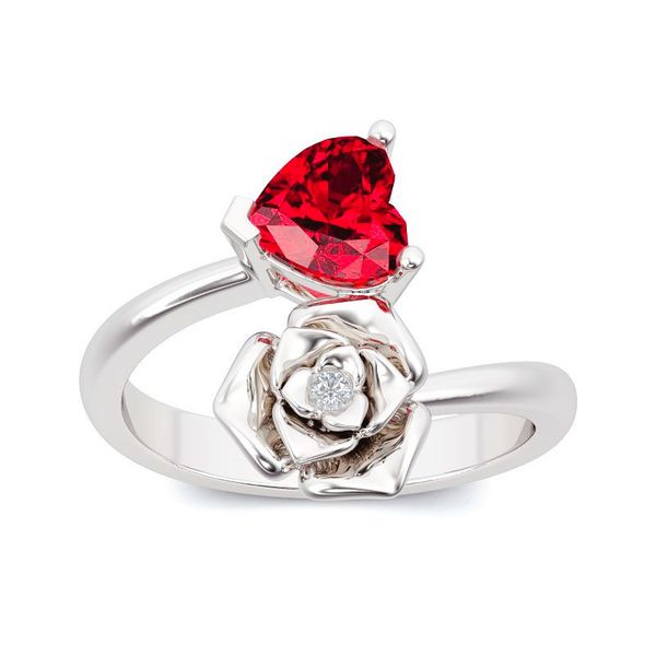 

creative ruby plum women jewelry euramerican red heart zircon rose flower women's ring fashion simple party jewelry gift anel, Golden;silver