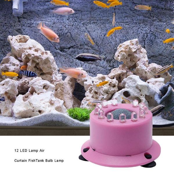 

12led colorful fish tank light aquarium submersible air bubble lamp decor