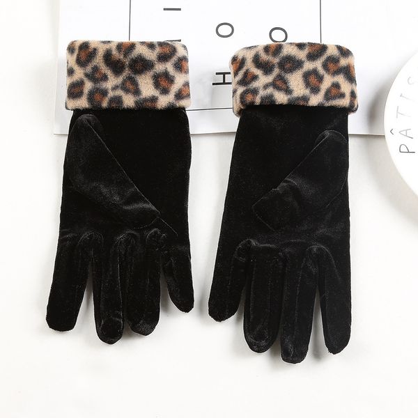 

women driving gloves gold velvet leopard gloves women etiquette mittens autumn winter warm elastic cycling mittens d14, Blue;gray