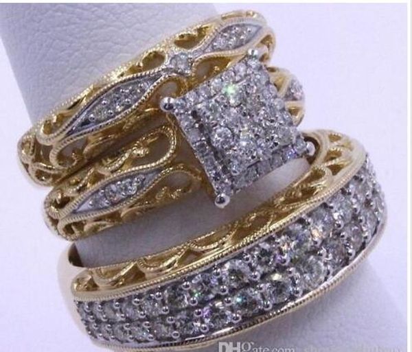 

gorgeous jewelry two-tone birthstone ring bridal wedding party ring set size 6-10 393, Silver