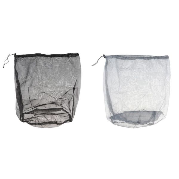 

multi-use head net mask mosquito mesh cap hat face protector outdoor storage net drawstring bag fishing