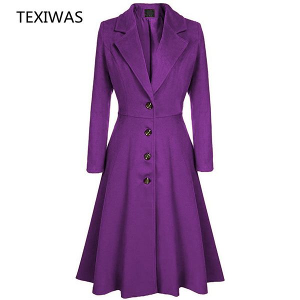 

texiwas autumn winter slim long trench coat plus size trench women cardigan outwear button street coat female windbreaker, Tan;black