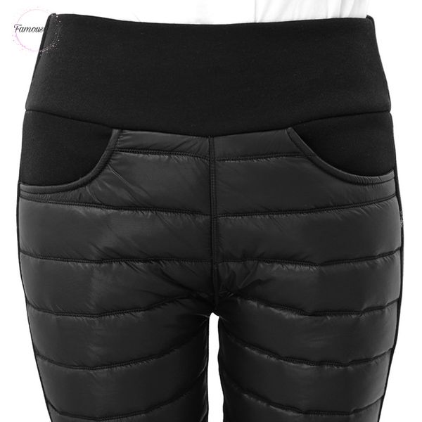 

down cotton winter warm pants women elastic waist ladies pants skinny trousers womens casual leggings outwear female, Black;white